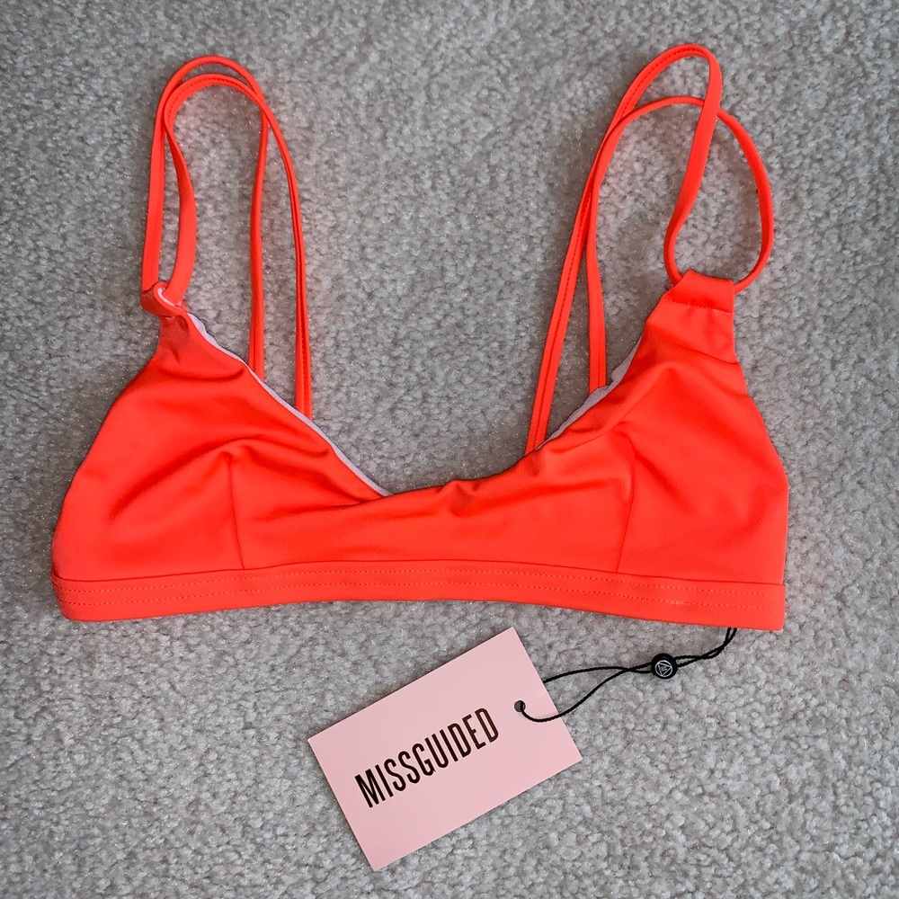 Missguided neon orange unlined bikini top